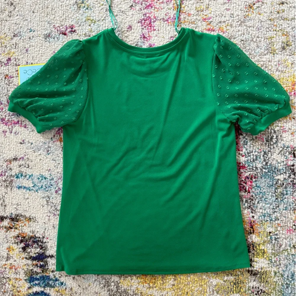 NWT CeCe Puff Sleeve Mixed Media Top size S - Picture 4 of 4